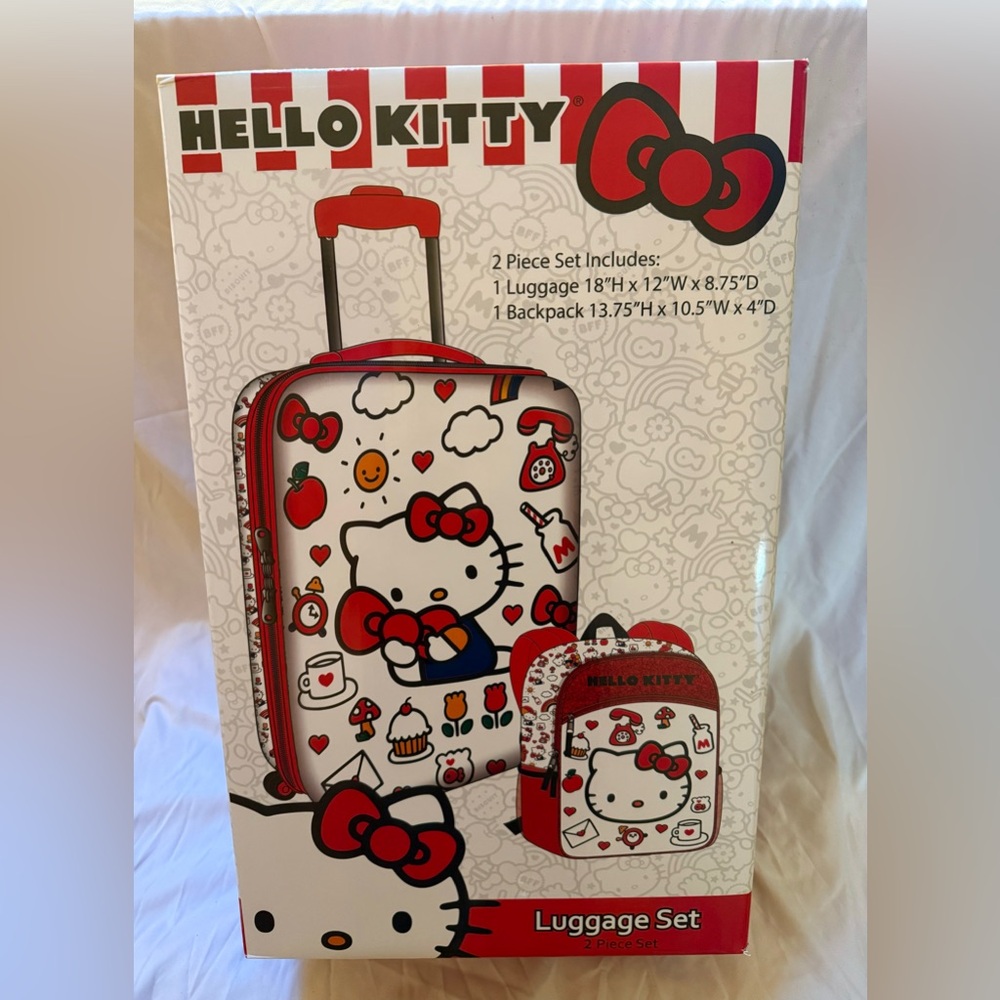 Hello Kitty Luggage and backpack set by Sanrio!
